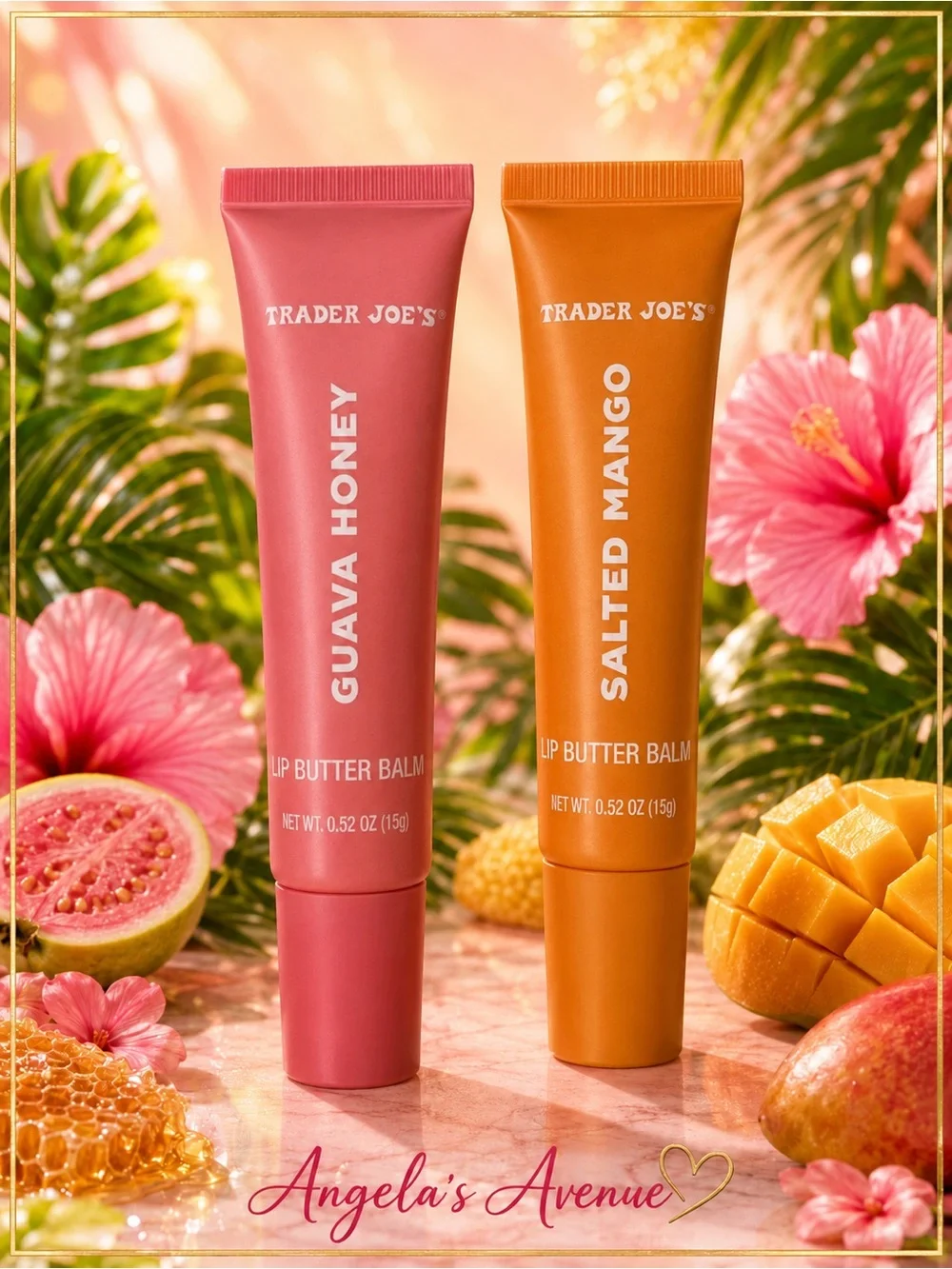 Trader Joe's Tropical Duo Guava Honey & Salted Mango Lip Butter Balm NEW IN BOX
